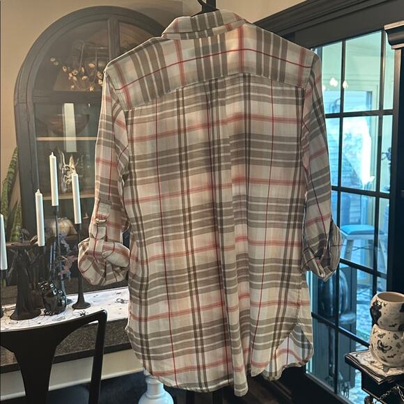 LAUREN RALPH LAUREN Women's Vextus Cotton Plaid Button Down Shirt Size Medium - Picture 7 of 8